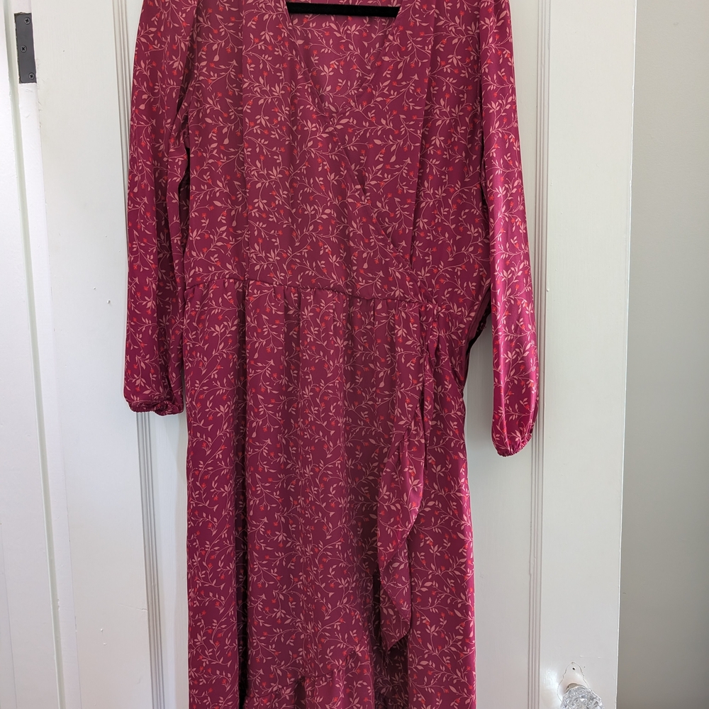 Old Navy Red Floral Midi Dress